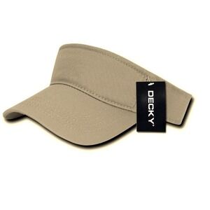 Decky Visor Unisex OS Khaki New Cotton Adjustable Sun Hat Golf Athletic Tennis